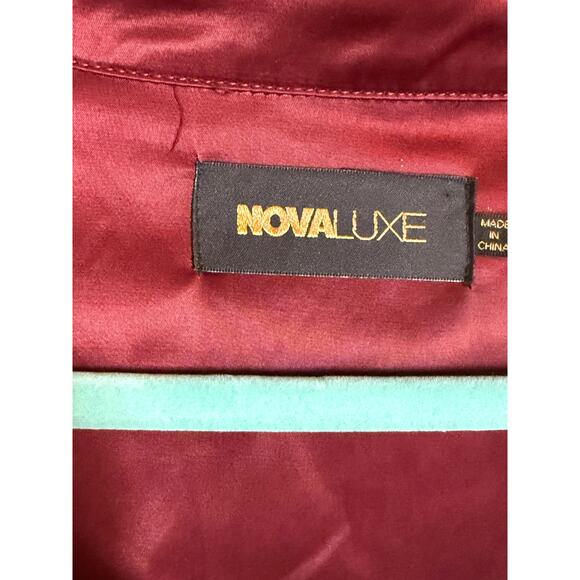 Nova Luxe 1X Bordeaux Long Sleeve Formal Maxi Dress - Picture 8 of 8